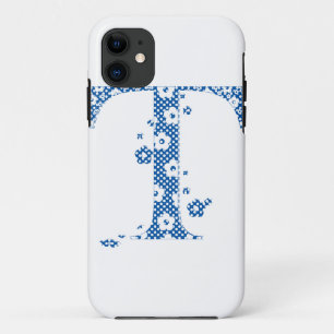 flower alphabet T (blue and dots) iPhone 11 Case