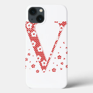 flower alphabet V (red and dots) iPhone 13 Case