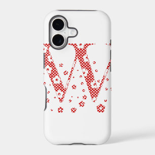flower alphabet W (red and dots)