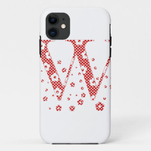 flower alphabet W (red and dots) iPhone 11 Case