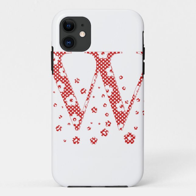flower alphabet W (red and dots) Case-Mate iPhone Case (Back)