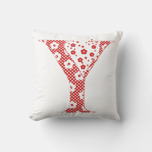 flower alphabet Y (red and dots) Cushion