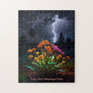 Flower Amidst the Lightning Storm Jigsaw Puzzle