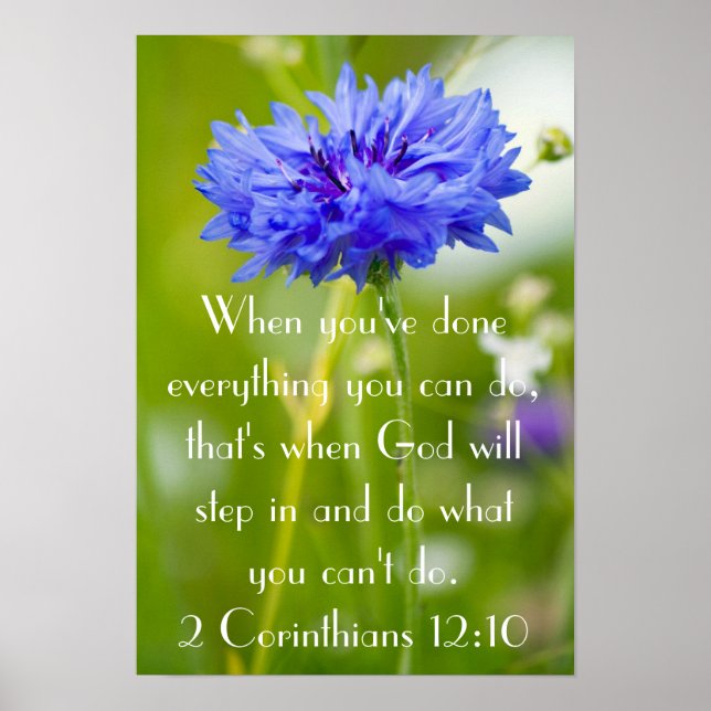 Flower and bible verse 2 Corinthians 12:10 poster (Front)