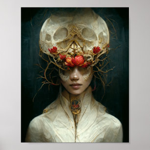 Flower and Bone 3 Surreal Gothic Fantasy Art Poster