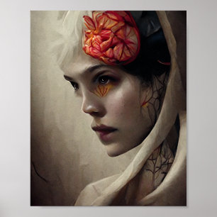 Flower and Bone 4 Surreal Gothic Fantasy Art Poster
