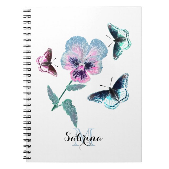 Flower and butterflies.Personalised, Notebook (Front)