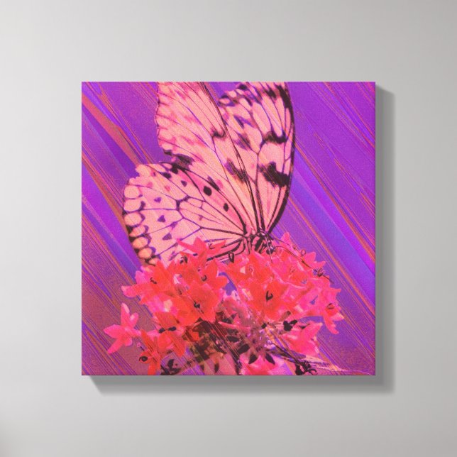 Flower and Butterfly in Pink and Purple Canvas Print (Front)