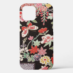 Flower and Butterfly, Japanese Design iPhone 12 Case