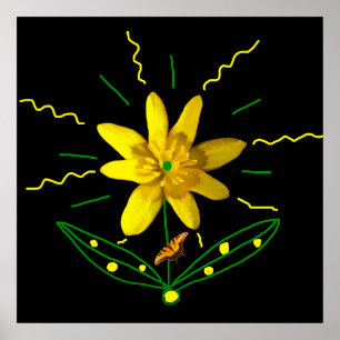 Flower and Butterfly Poster
