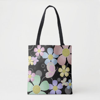 Flower and Butterfly Tote Bag
