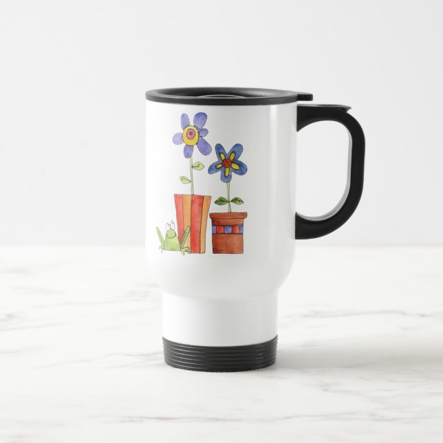 Flower and Frog travel mug (Right)