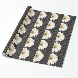 Flower and Grid Design Wrapping Paper