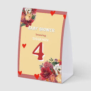 Flower and Heart Baby Shower Invitation