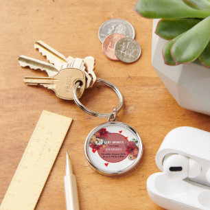Flower and Heart Baby Shower Invitation Key Ring