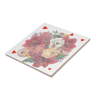 Flower and Heart Baby Shower Invitation Tile