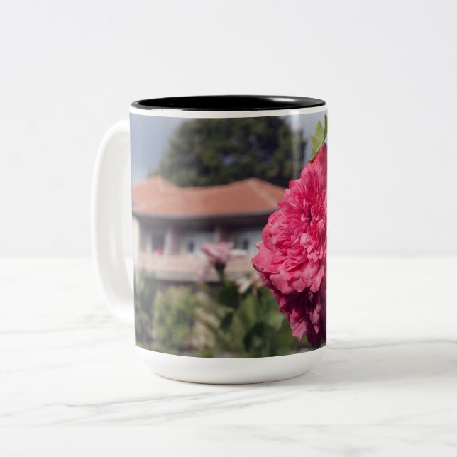 Flower and House Summer Photo Mug (Front Left)