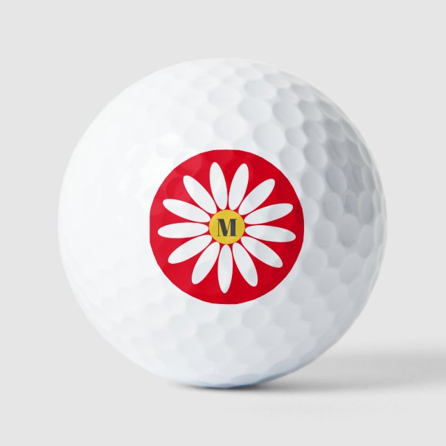 Flower and initial Red Golf Balls (Front)