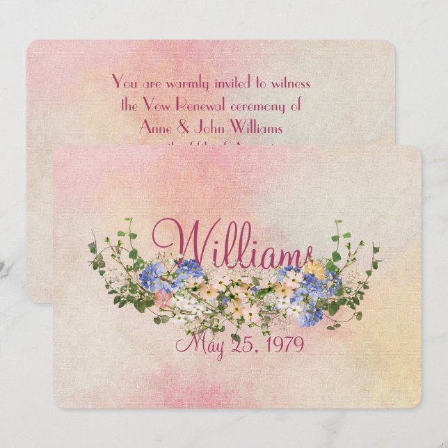 flower and ivy wedding wow renewal invitation (Front/Back)