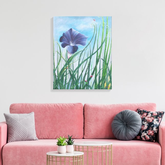 Flower and Lady Bugs Canvas Print (Insitu(LivingRoom))
