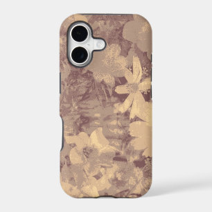 Flower and leaf camouflage pattern on beige