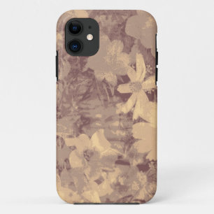 Flower and leaf camouflage pattern on beige iPhone 11 case