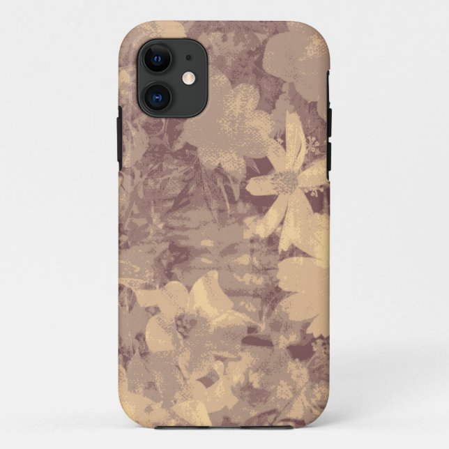 Flower and leaf camouflage pattern on beige Case-Mate iPhone case (Back)