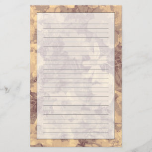Flower and leaf camouflage pattern on beige stationery