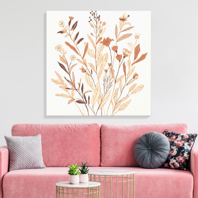 Flower and Leaf – Minimal Boho Botanical Wall Art (Insitu(LivingRoom))