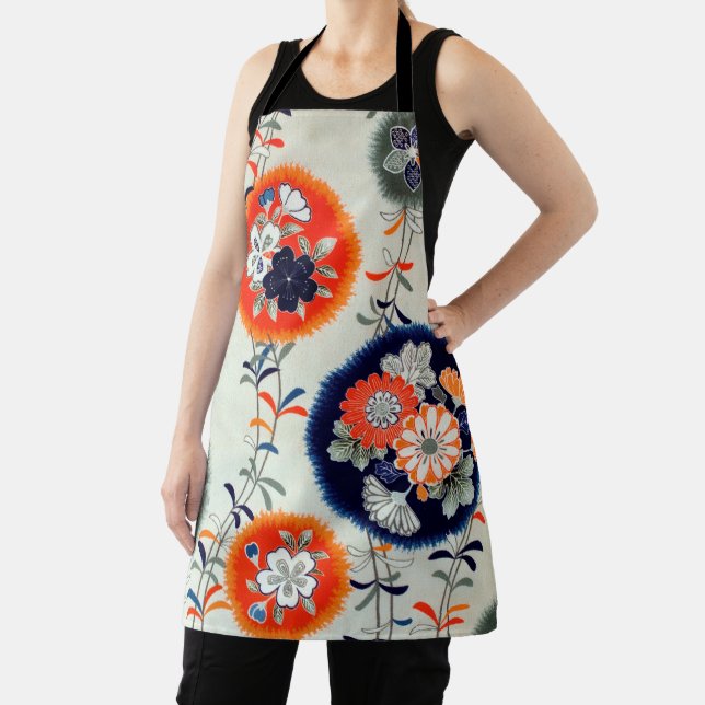 Flower and Leaf Pattern, Japanese Design Apron (Insitu)