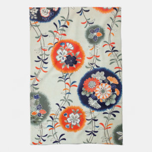 Flower and Leaf Pattern, Japanese Design Tea Towel
