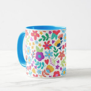 Flower and Leaf Print Modern Coffee Mugs