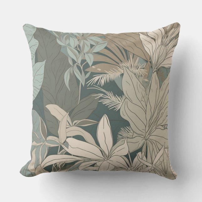 Flower and Leaves pattern cushion (Front)