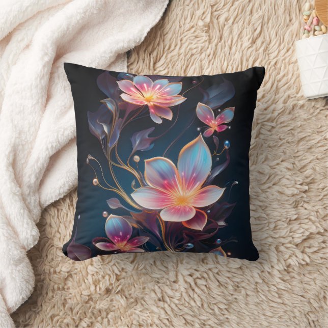 Flower and Nature Throw Pillow - AI-Generated Art (Blanket)