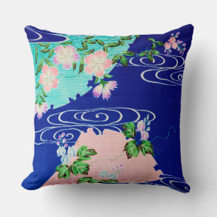 Flower and Running Water, Japanese Design Cushion