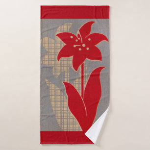 flower and shadow flower print bath towel set