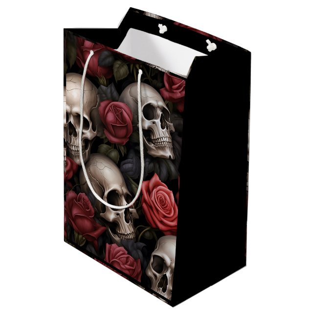Flower and Skulls Medium Gift Bag (Back Angled)