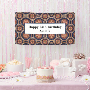 Flower and Star Shapes Decorative Design Birthday Banner