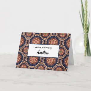 Flower and Star Shapes Decorative Design Birthday Card