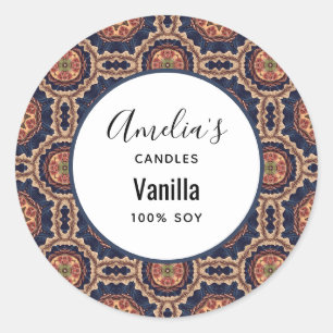 Flower and Star Shapes Pattern - Candle Business Classic Round Sticker