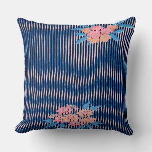 Flower and Stripes pattern, Japanese Design Cushion