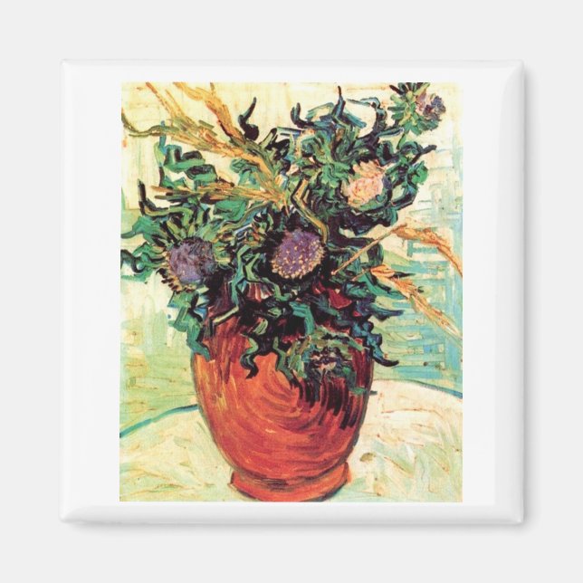 Flower and Thistles Van Gogh Fine Art Magnet (Front)