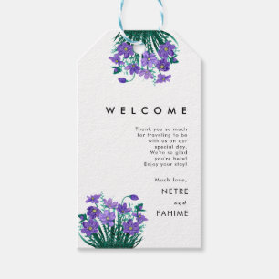 Flower and white Leaf Wedding Welcome Gift Tags