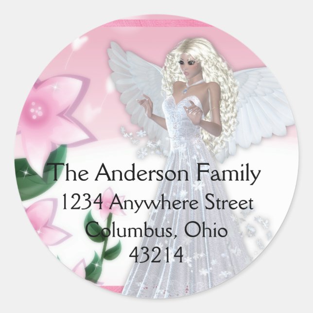 Flower Angel Design Fantasy Return Address Labels (Front)