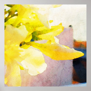 *~* Flower AP10 Yellow Peach  Watercolor Flower  Poster