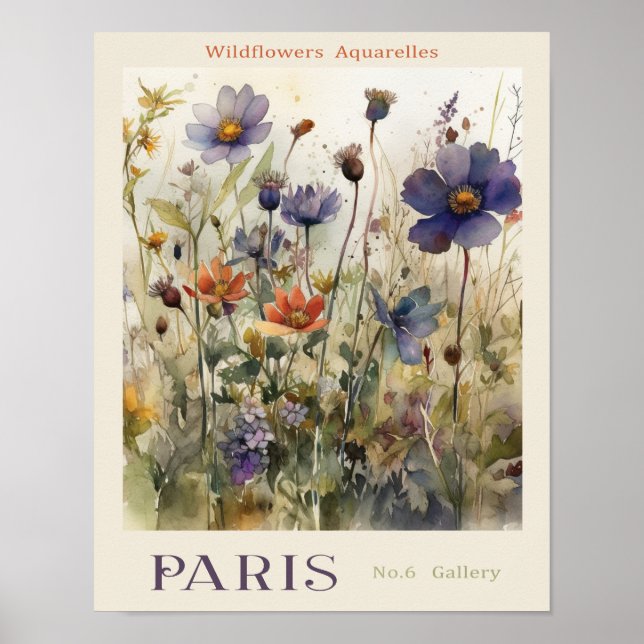 Flower Aquarelles Market Paris No. 6 Gallery Poster (Front)