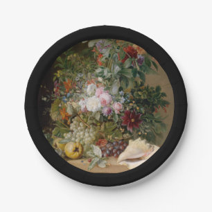 Flower Arrangement and Seashell Paper Plate