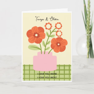 Flower arrangement in a pink vase Design Card