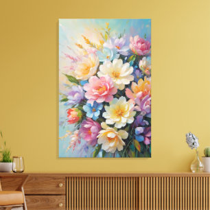 Flower Arrangement Painted Canvas Print