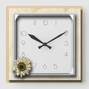 Flower art deco square wall clock